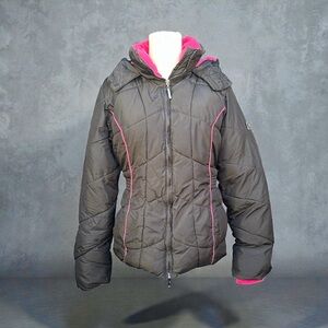 XOXO Black Puffer Jacket with Pink Trim